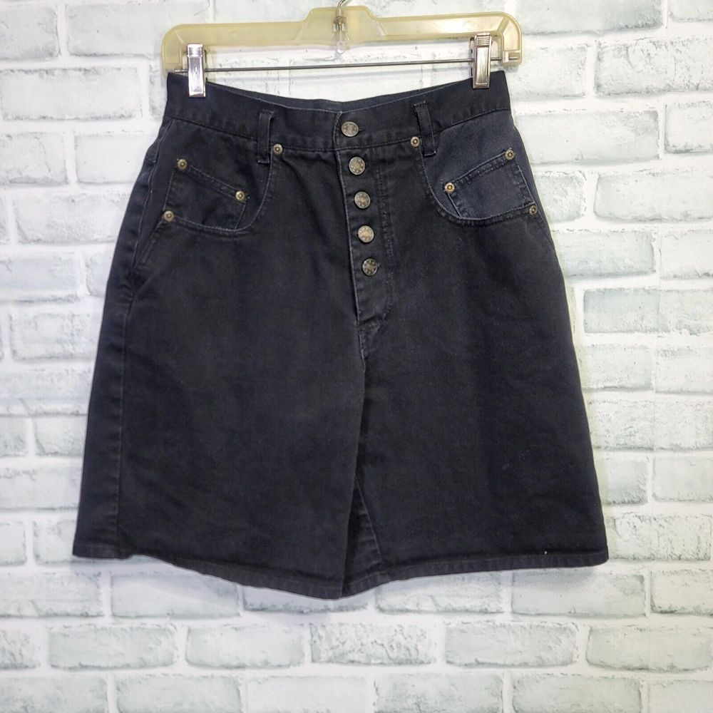 Vintage 90s Joyride Womens Black Wash Denim Jean Shorts High Waisted Button Fly
